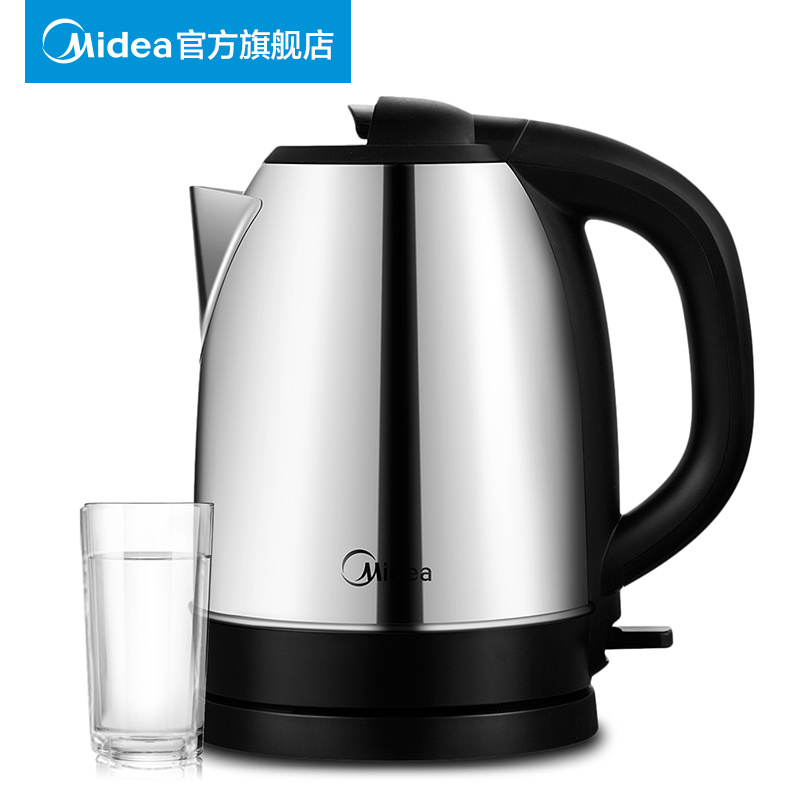 美的(Midea) 开水壶 电热水壶茶壶304不锈钢 自动断电银色 1.7L (单位:只)