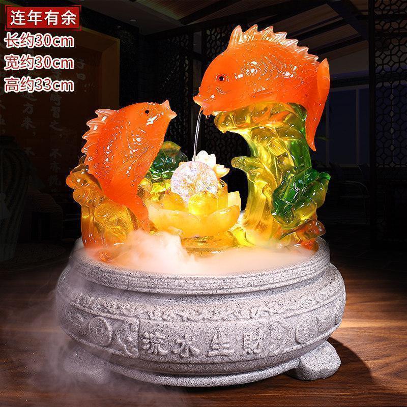 家柏饰(CORATED)流水生财鱼摆件喷泉轮连年有余客厅工艺装饰品高清大图