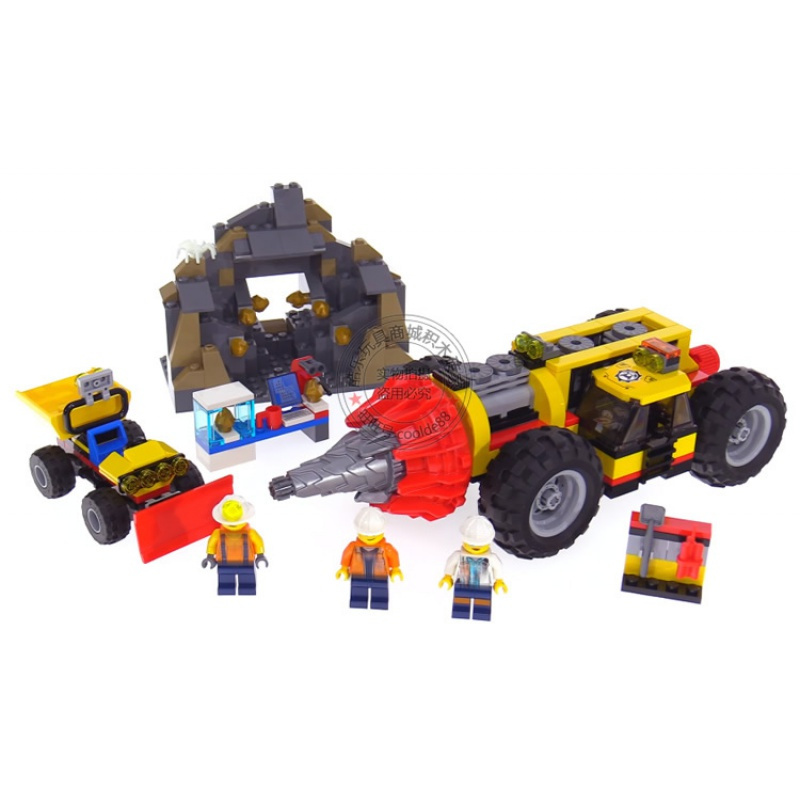 城市组工程系列重型采矿场钻孔机专家基地车兼容乐高拼装积木玩具