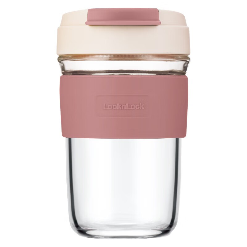 乐扣乐扣(LOCK&LOCK)苏打杯咖啡杯手持玻璃杯男女学生随手水杯子460ML红色LLG965高清大图