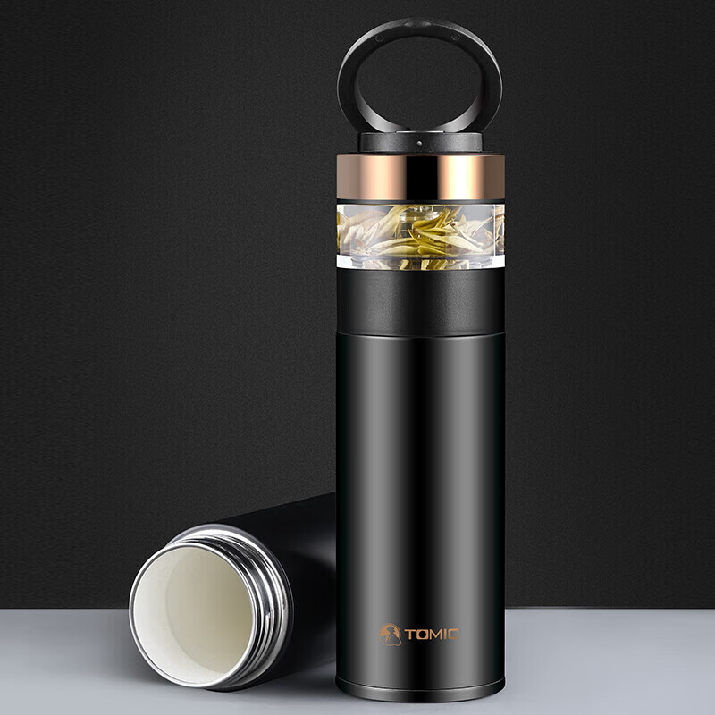 特美刻 TW60051-03 保温杯 茶水分离泡茶杯便携水杯子 370ML 黑色高清大图