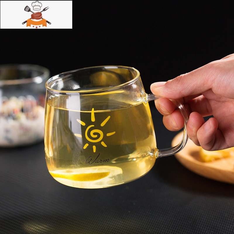 透明大肚玻璃水杯高硼硅早餐杯子家用玻璃杯加厚燕麦牛奶杯 敬平高清大图