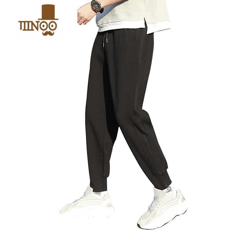 YANXU灰色运动裤男加长男裤潮牌卫裤九分裤束脚休闲裤男士长裤潮牌高清大图