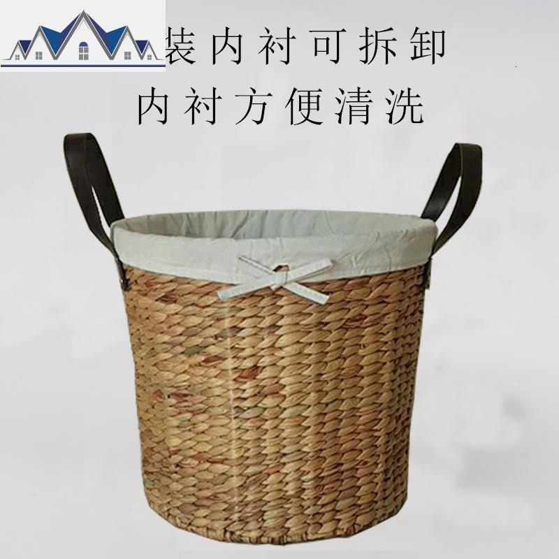 柳藤编无带盖脏衣篓脏衣篮收纳筐大号透气筐衣物编 三维工匠收纳篮 水葫芦草编可拆【现货】小号口直径30cm高23cm