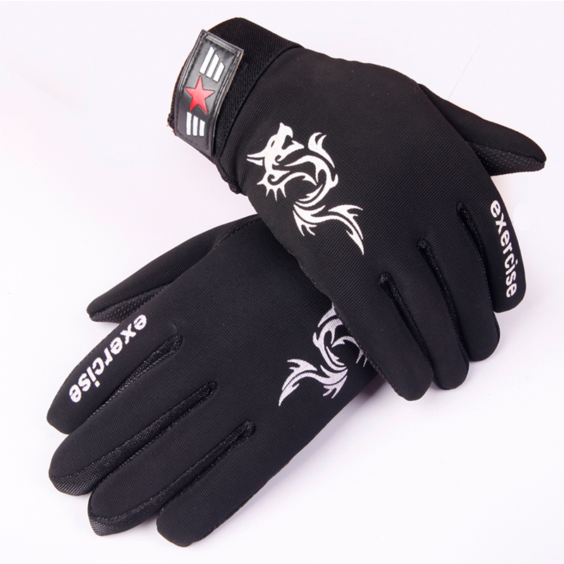 手套男骑行春秋季保暖触屏户外山地车自行车摩托车防滑全指手套钓鱼手套时尚韩版 黑色