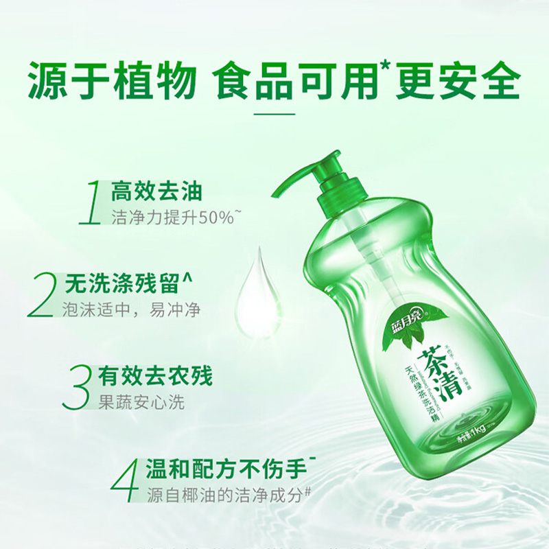 蓝月亮洗洁精套装1kg*4瓶温和亲肤快速去油10000943高清大图