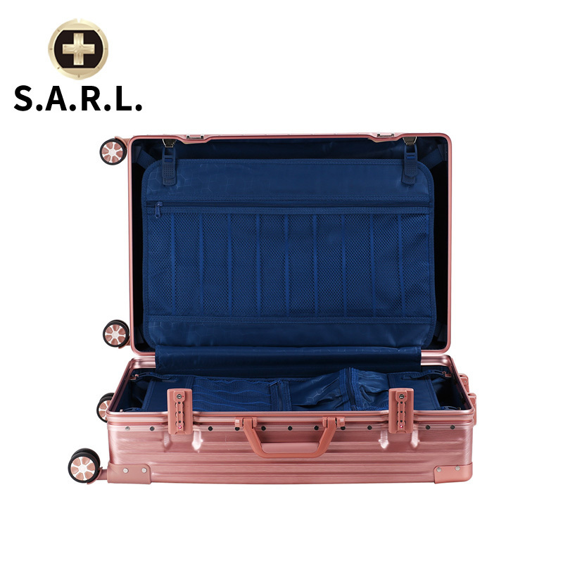 S.A.R.L瑞士拉杆箱 可放17.3英寸及以上手提电脑包铝框静音万向轮旅行箱 男女通用20寸海关密码锁箱 星耀黑20寸