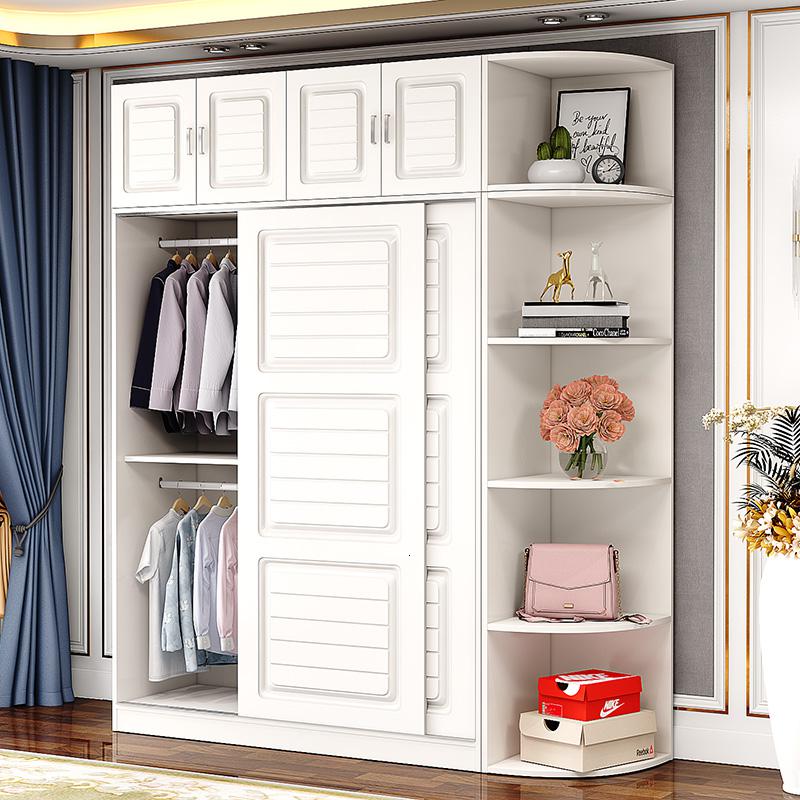 欧式推拉衣柜实木现代简约家用经济型衣橱卧室移出租房用衣柜