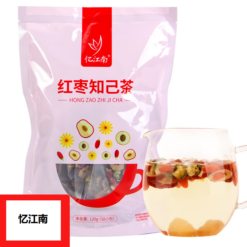 忆江南 养生茶 红枣知己茶120克 红枣桂圆枸杞胎菊 泡水喝的花草茶 一袋高清大图