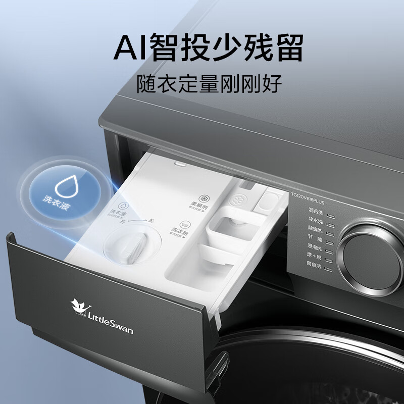 小天鹅(LittleSwan)滚筒洗衣机全自动 水魔方[TG120V618PLUS]护形护色 12公斤大容量 智能投放高清大图