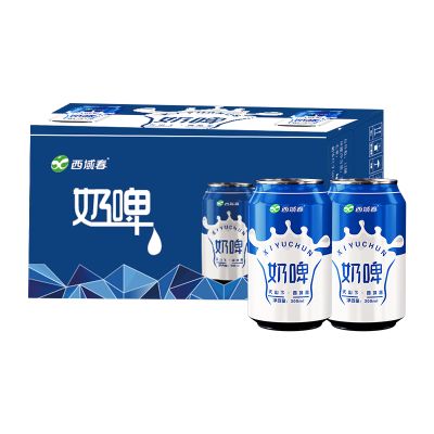 八翕 西域春奶啤 亦奶亦啤新体验 代酒饮料 独特工艺 浓郁奶香 300ml*12罐一箱 单箱价 蓝色 3.6kg