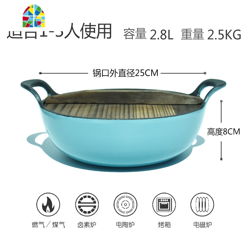 网红款熟铁锅双耳炒锅不粘锅平底家用锅铁锅炒菜锅电磁炉 FENGHOU 25CM寿喜锅带木盖送隔热垫隔热手套