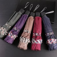 天堂伞伞简约超大号加固折叠三人雨伞情侣双人学生男女三折大伞 咖啡[3311