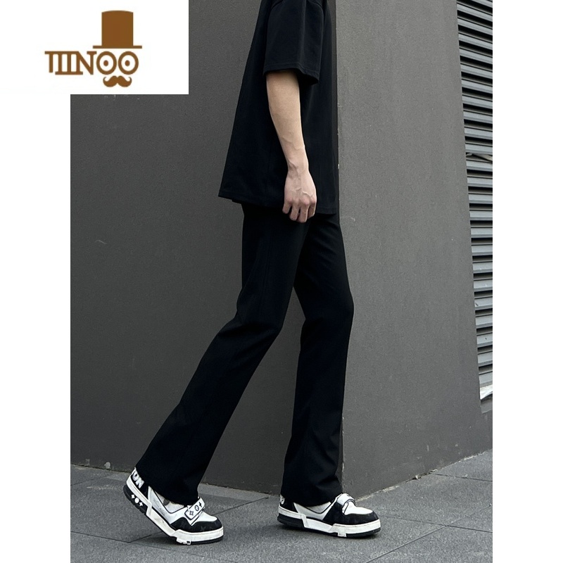 YANXUCOCKTAIL黑色微喇裤西裤高街休闲长裤vibe裤子男潮高清大图