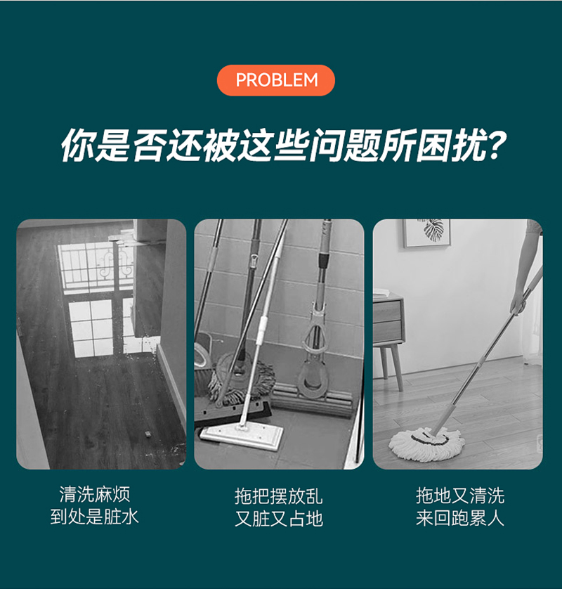[补贴10%]长方形家用塑料水桶洗涮拖布桶拖地墩布桶可排水海绵拖把桶桶收纳高清大图