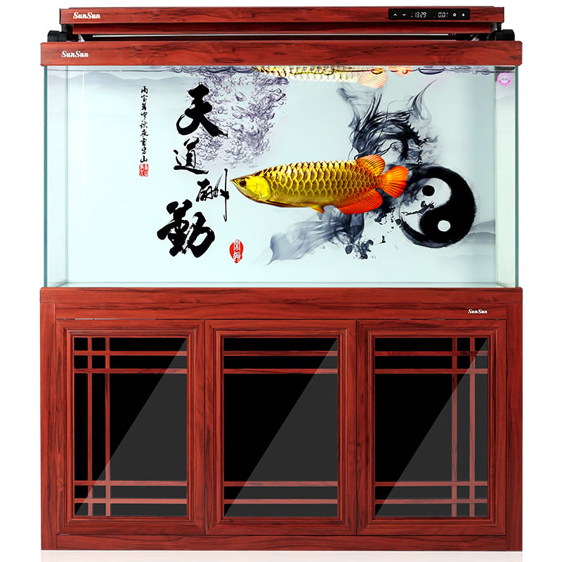 桶过滤大型底过滤鱼缸免换水客厅玻璃龙鱼缸水族箱落地超白高清大图