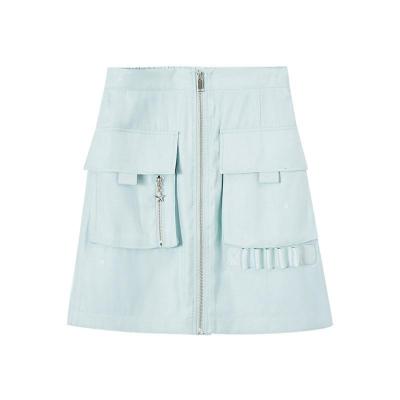 美特斯邦威工装风多口袋半裙女2021新款夏季时尚甜飒高腰半身裙女_499 155/62A/S 浅松石蓝