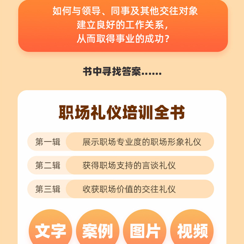 [醉染正版]职场礼仪培训全书 视频版 商务礼仪常识社交职场人际交往关系沟通技巧书人情世故为人处世职场心理学酒局饭局餐桌礼高清大图