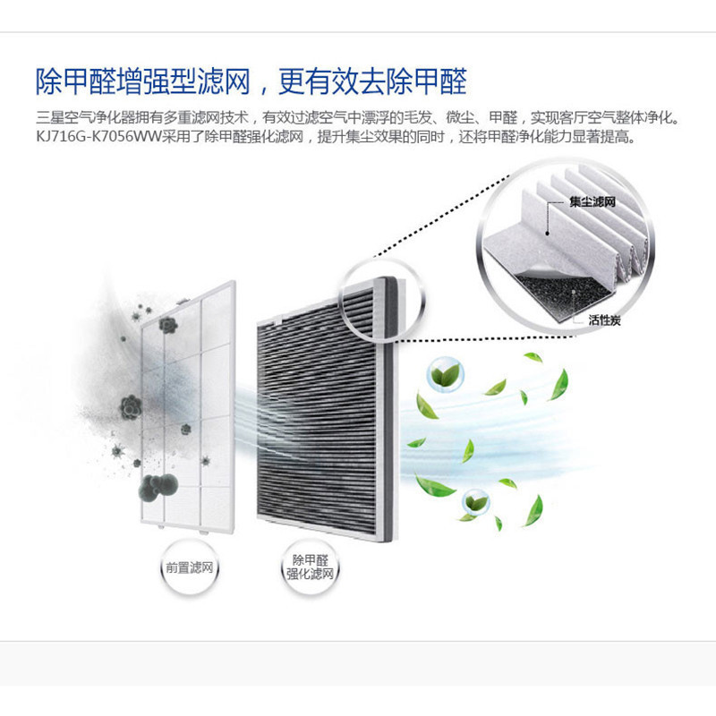 三星(SAMSUNG)空气净化器KJ716G-K7056WW 除雾霾去甲醛 CCM颗粒物P4 过敏源异味粉尘家用氧吧