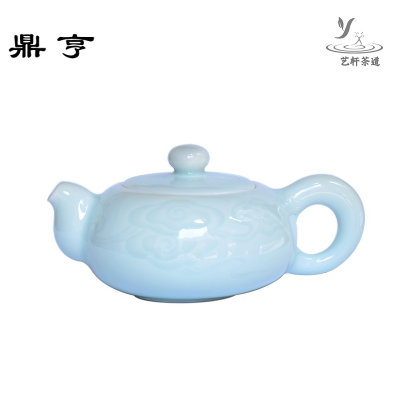 鼎亨日式茶壶单壶功夫茶具陶瓷影青泡茶壶带过滤青瓷茶具茶壶家用