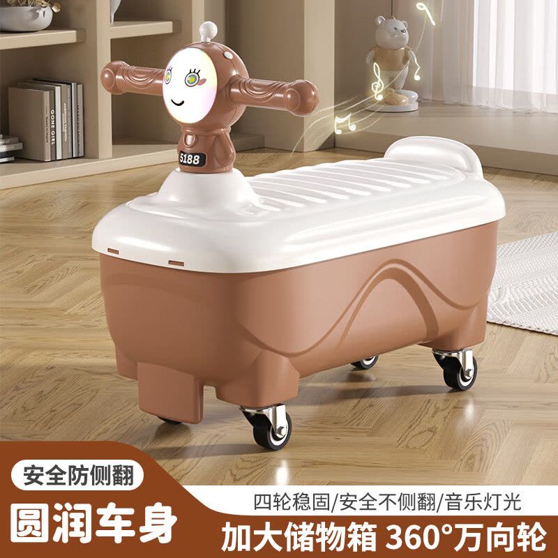 米迪象 儿童扭扭车防侧翻溜溜车摇摆车静音闪光轮滑板车玩具车拉带 灯光音乐图片