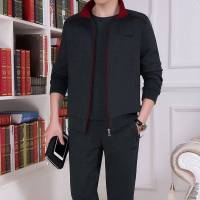 锋非凡品牌大码宽松男士中老年运动服套装冬季加绒加厚三件套爸爸冬装外套休闲服套装加大加肥运动衣棉质冬天衣服户外跑步