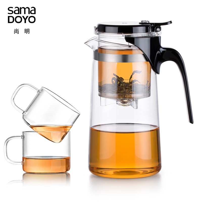 尚明飘逸杯泡茶壶玻璃懒人泡茶器一键过滤加厚茶具耐高温冲茶器家用茶壶