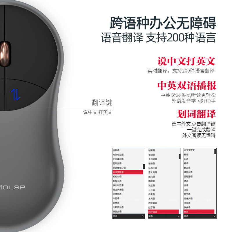 科大讯飞 无线蓝牙鼠标 咪鼠 黑色 粉色