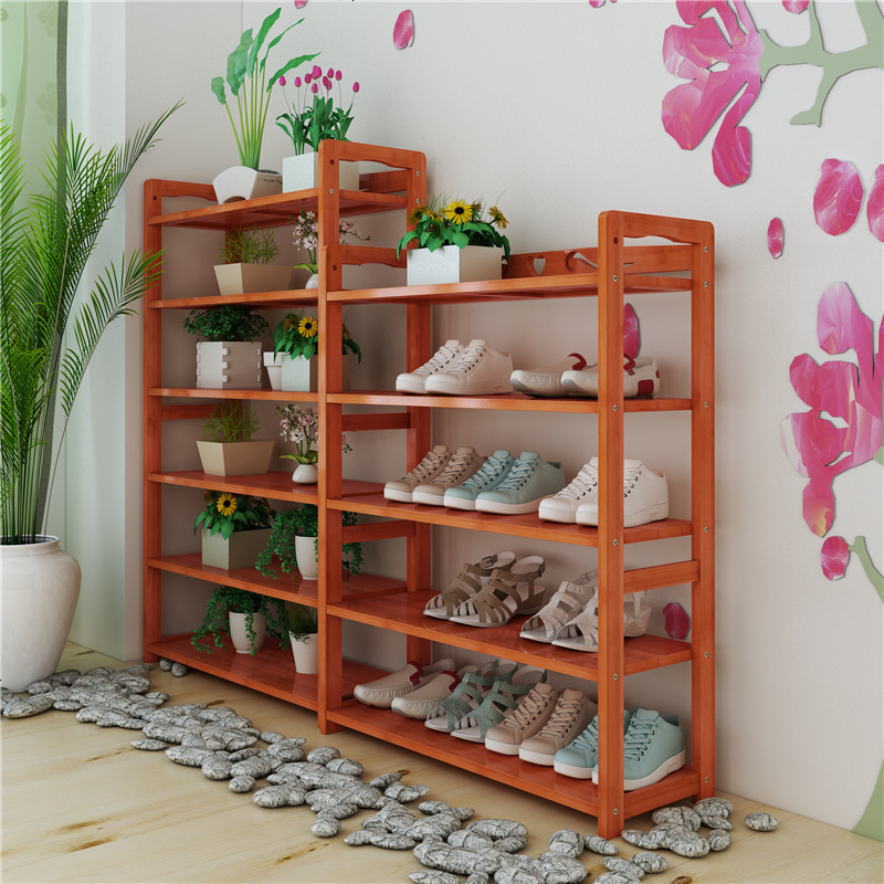 创意鞋架实木厅柜红木色鞋架子简约现代简易家用省空间防尘鞋柜