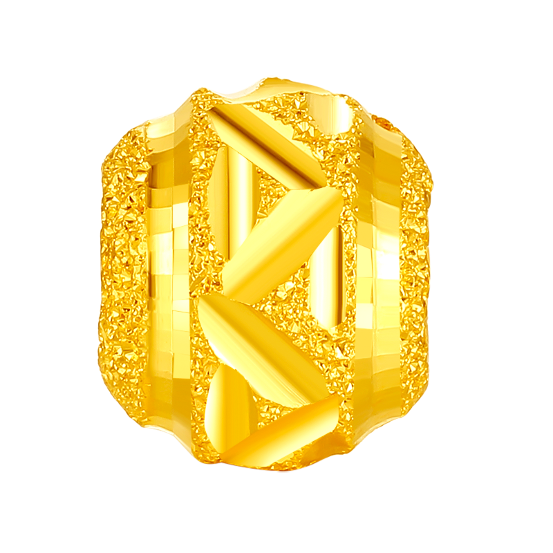 梦金园黄金串珠精致车花足金999黄金幸运吊坠可编绳可搭配项链计价