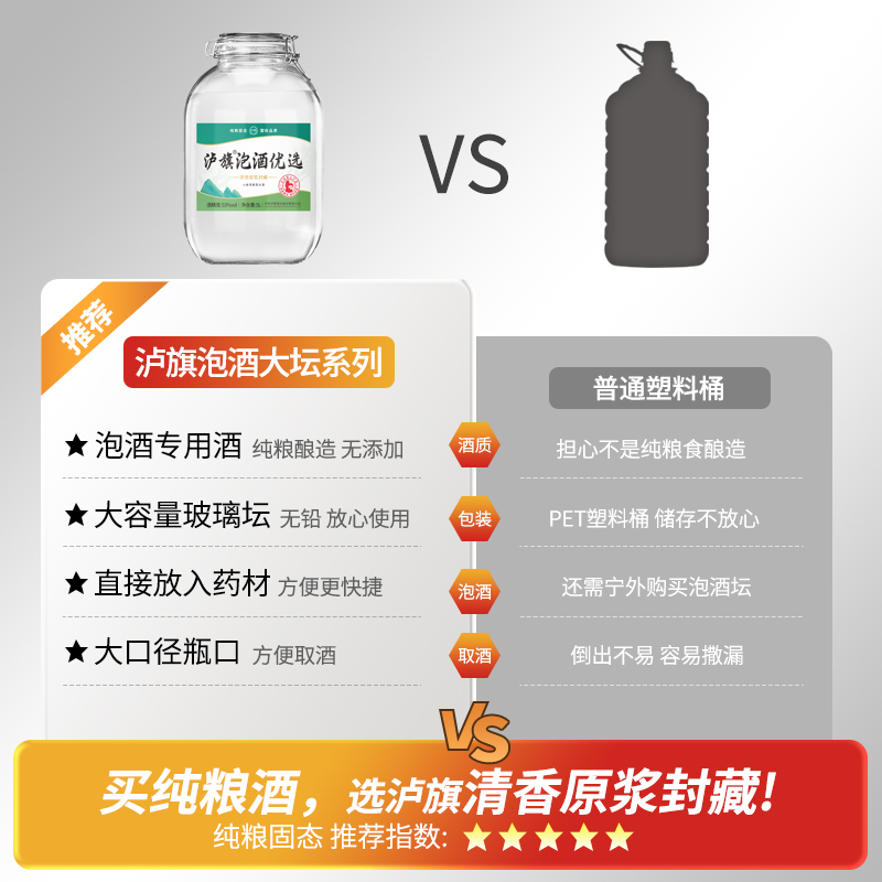 泸州泸旗散酒53度清香型白酒纯粮食酒散装高粱酒泡酒专用酒5L玻璃坛装高清大图
