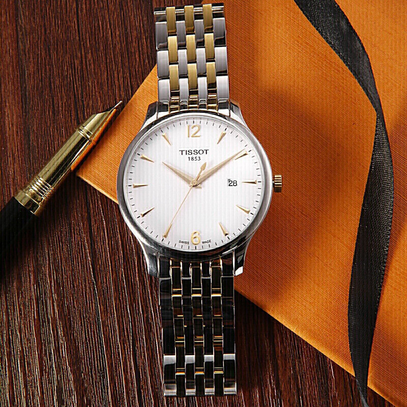 天梭tissot瑞士手表俊雅系列腕表钢带石英男表t0636102203700