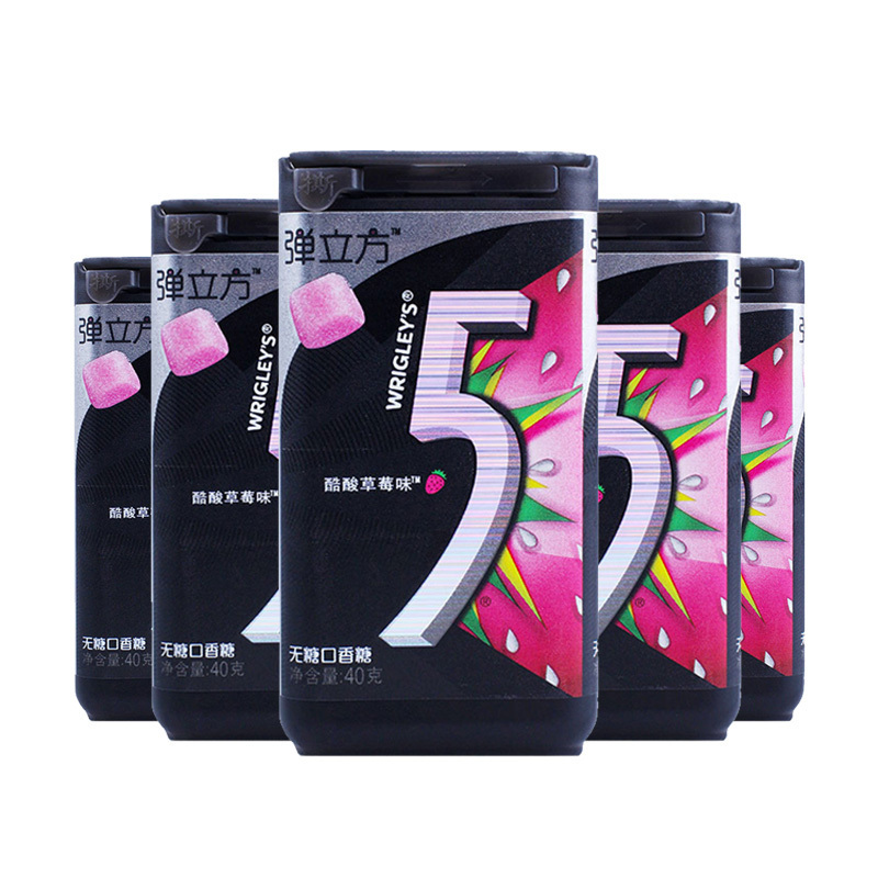5弹力方口香糖酷酸草莓味18粒40G