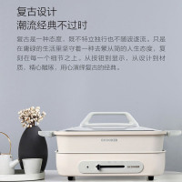 圈厨 多用途锅 双盘多功能锅网红料理锅家用电火锅分离式电烧烤锅电煎锅烤肉锅涮烤锅 经典黑(煎烤盘+深锅盘)