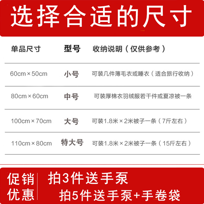 真空压缩袋装被子特大号棉被衣物整理袋抽气家用加厚收纳袋收纳袋 三维工匠高清大图