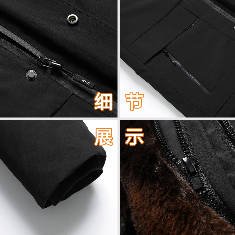 啄木鸟男士帽子内胆可拆棉衣外套中老年人爸爸装冬季加绒加厚棉服高清大图