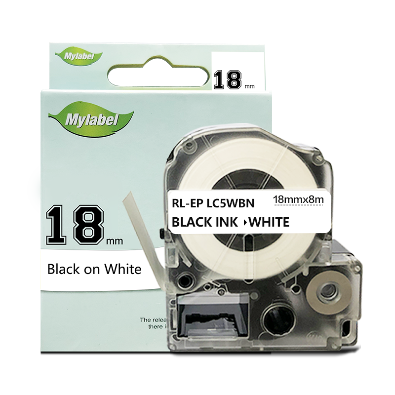艾洁 18mm白底黑字标签色带 适用爱普生LW400;LW700;LW600P;LW1000P LK-5WBN高清大图