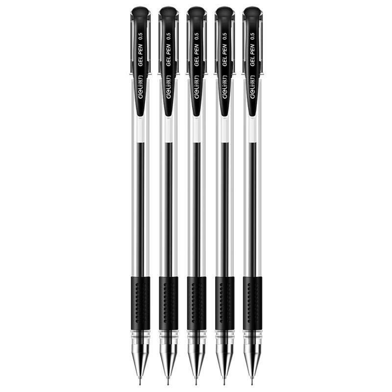 得力 6605 签字笔中性笔 0.5mm 5支/卡 (单位:卡) 黑色