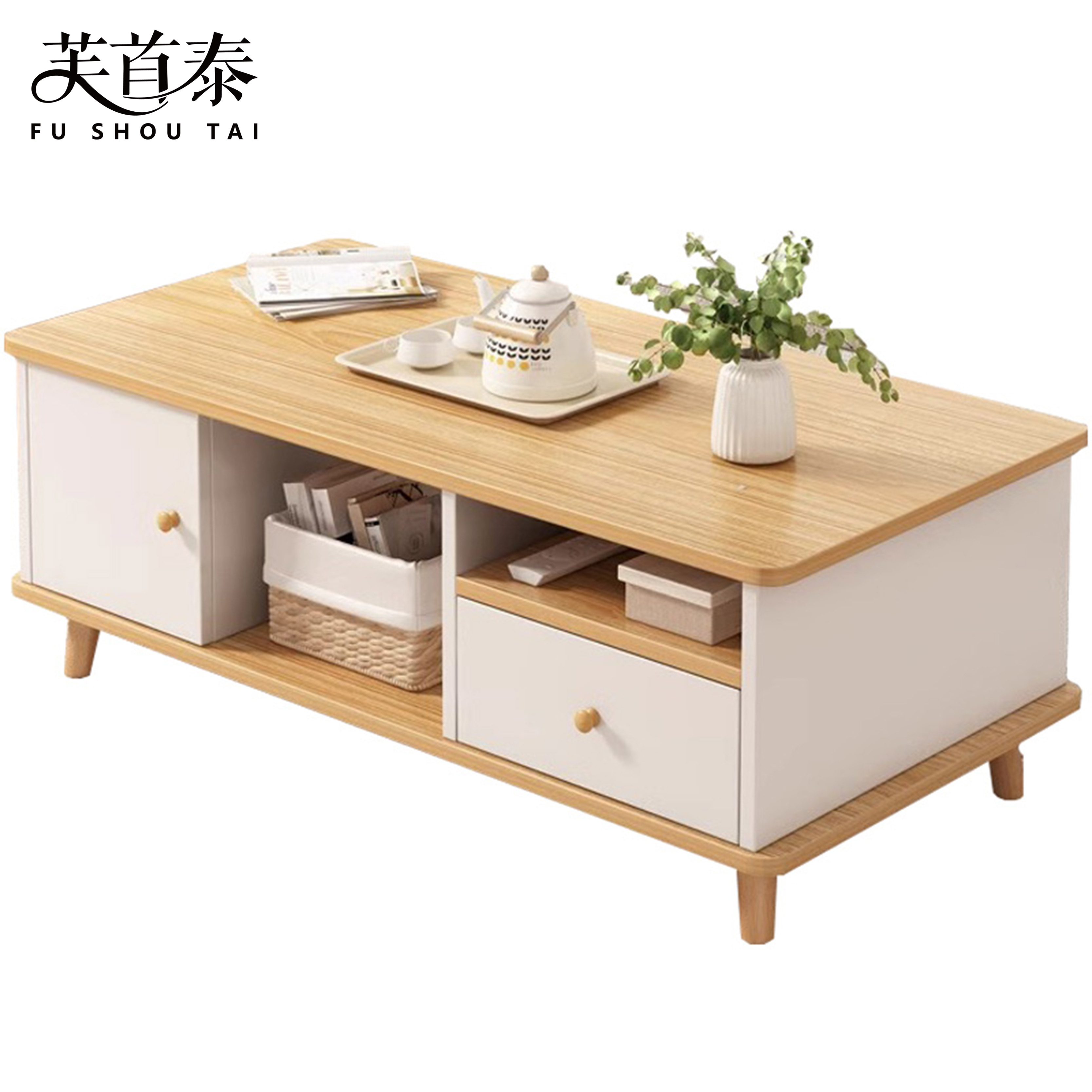 芙首泰木质茶几1000*480*410mm张高清大图