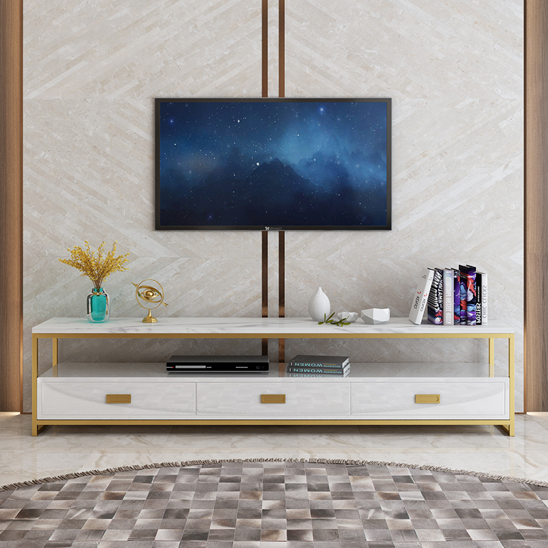 北欧电视柜茶几组合闪电客现代简约小户型轻奢创意大理石白色家用铁艺