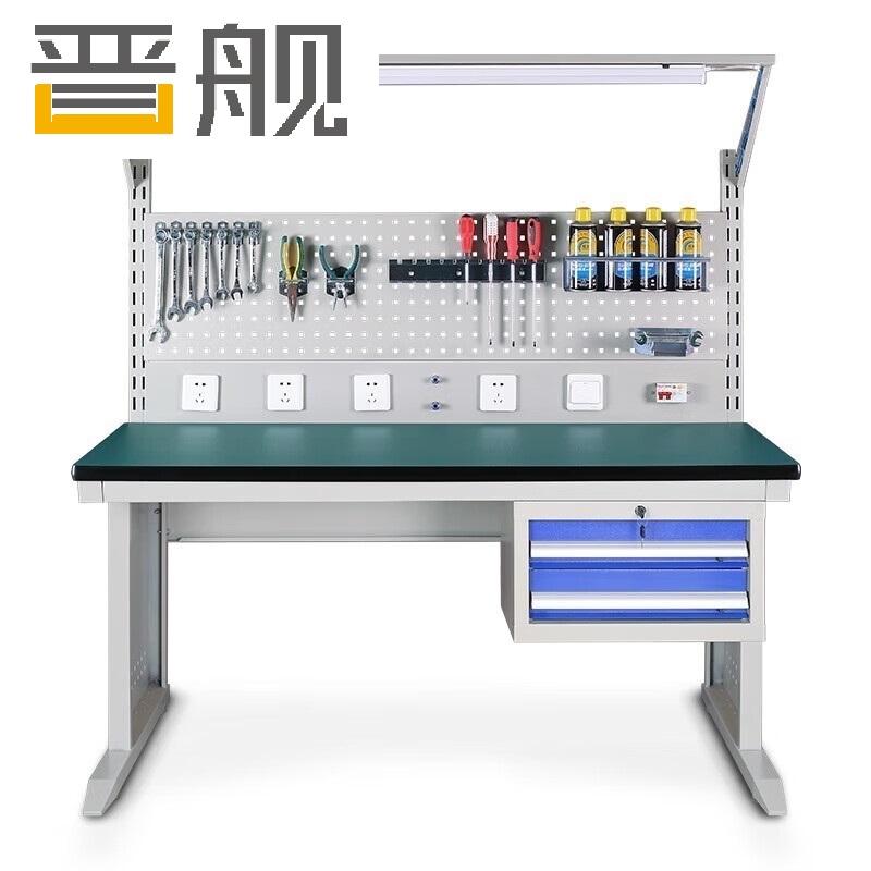 晋舰防静电工作台车间流水线操作台带灯工具台1.5长620挂板+抽屉+套餐