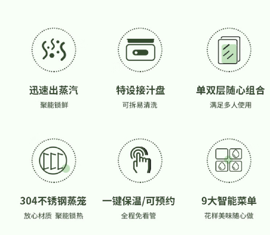 大宇(DAEWOO)家用多功能电蒸锅大容量双层不锈钢蒸炖可预约保温蒸锅电蒸锅DYZL-12L35 莫兰迪绿(彩邮)!高清大图