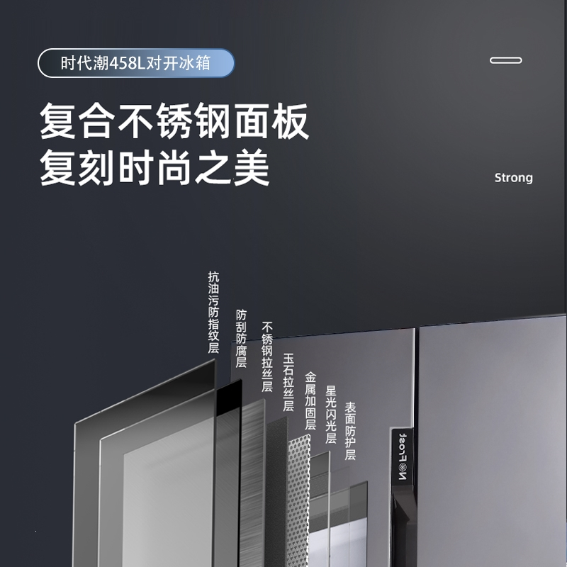 荣事达时代潮家用双开对开门电冰箱节能风冷无霜大容量_风冷518L玄晶灰