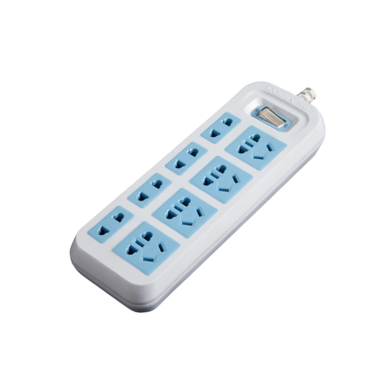 齐心 QDA-C861 插座/4+4位*2.8米 白蓝