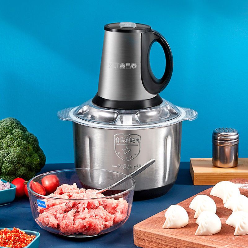 4升不锈钢 鑫昌泰4升大容量不锈钢绞肉机家用碎菜和面辅食机