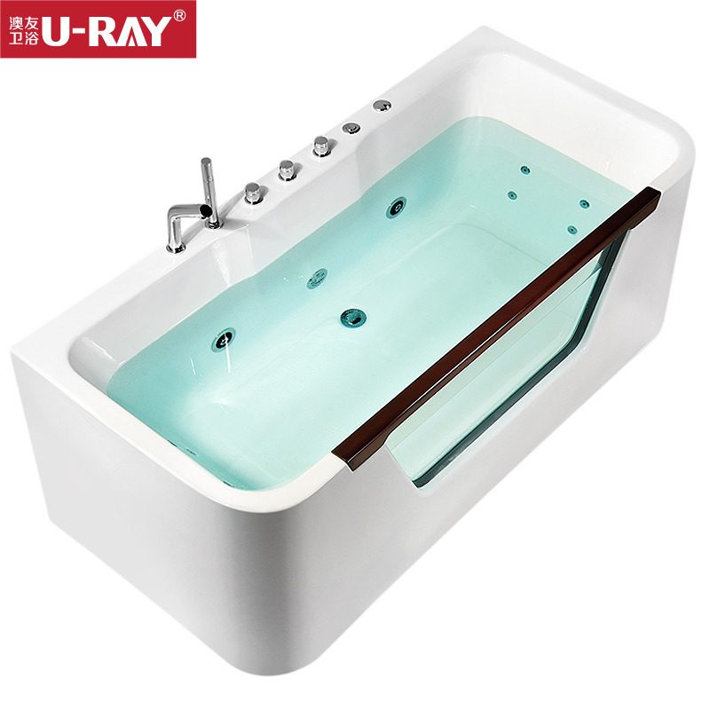 澳友卫浴U-RAY冲浪浴缸独立式亚克力恒温浴盆≈1.7m左右裙边圆角按摩浴缸1.6m三裙边成人普通浴缸