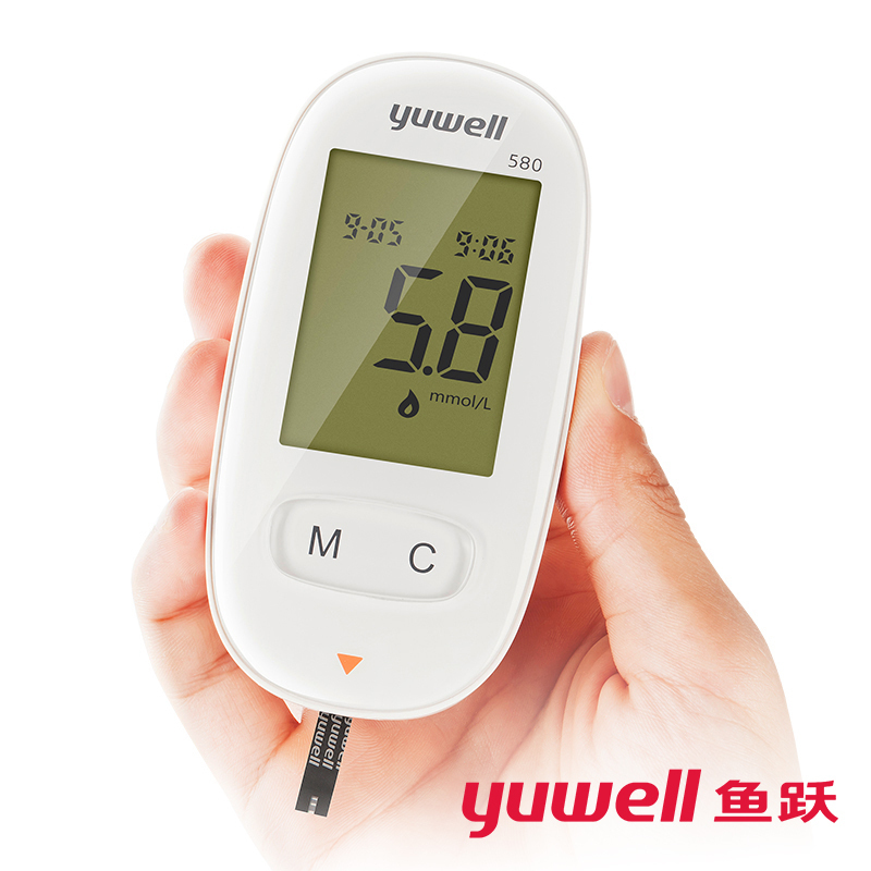 鱼跃家用免调码580型血糖仪智能显示血糖测试仪鱼跃YUWELL全自动调码虹吸式高清大图