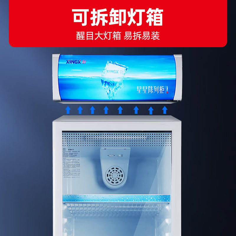 星星(XINGX)316升立式玻璃门展示柜冷柜 饮料陈列柜 商用冷藏冰箱(银灰色)LSC-316C