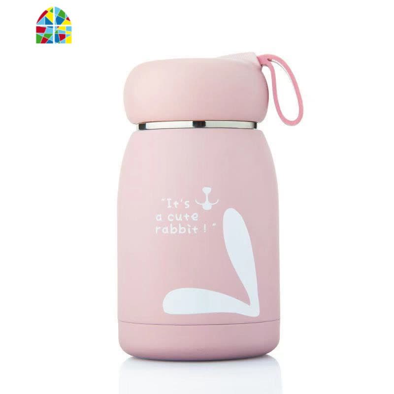 儿童保温杯可爱少女学生水杯真空不锈钢便携大肚杯子个性创意潮流 FENGHOU (魔法兔)淡青色图片