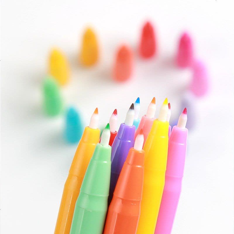 Touch mark纤维笔套装糖果色勾线笔24色手绘日记手帐水彩笔学生用果冻色划重点中性笔禅绕画水性笔 12色套装图片